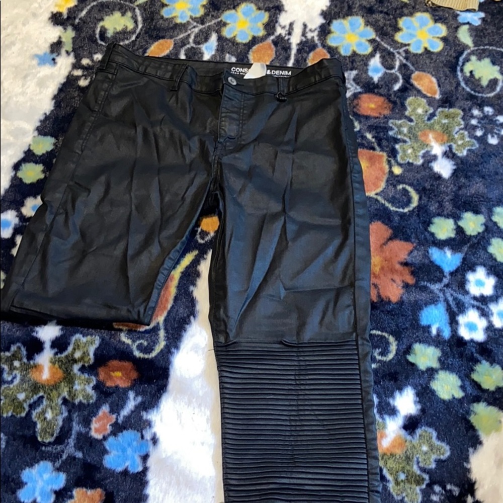 H&M black leather pants